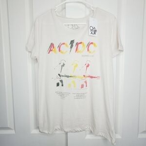 Chaser AC/DC Retro Style Band Short Sleeve Crew Neck Tee Shirt Size Medium Nwt
